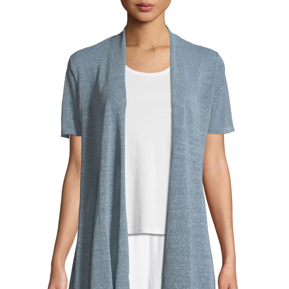 Eileen Fisher Organic Linen-Crepe Shimmer Cardigan